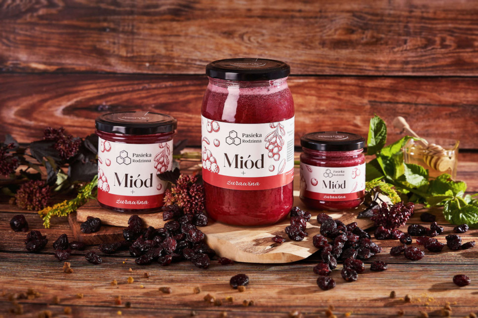Miód z żurawiną, 410g - Pasieka Rodzinna