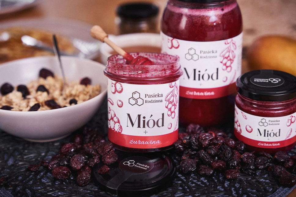 Miód z żurawiną, 410g - Pasieka Rodzinna