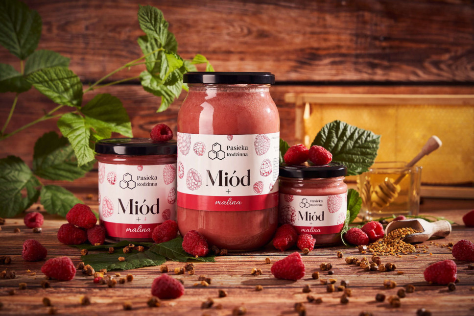 Miód + Malina, 410 g - Pasieka Rodzinna
