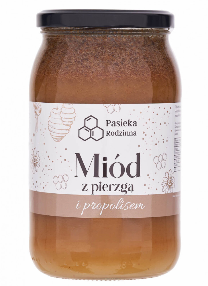Miód z pierzgą i propolisem, 1150 g - Pasieka Rodzinna