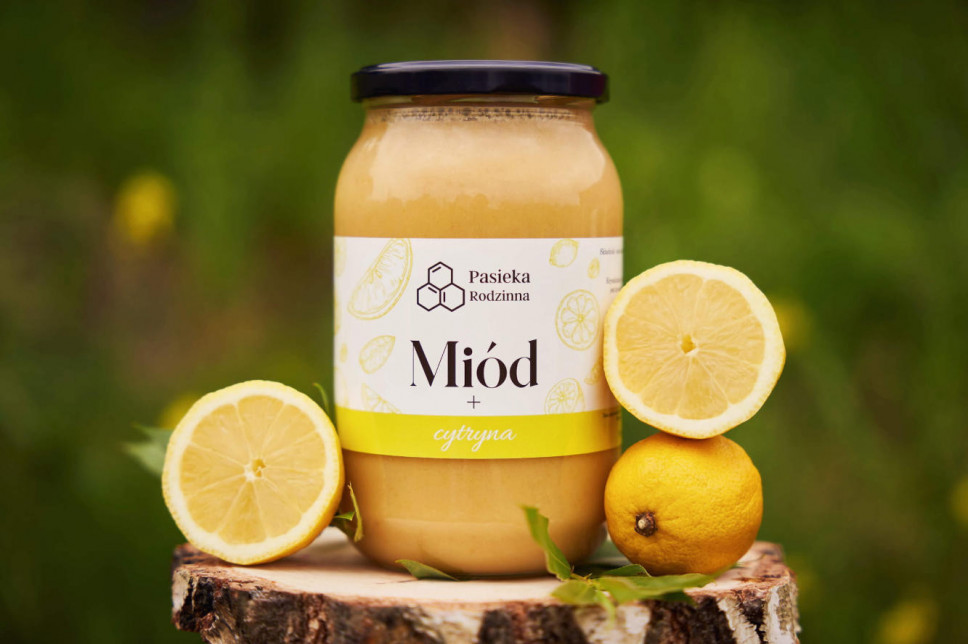 Miód z cytryną, 1150 g - Pasieka Rodzinna