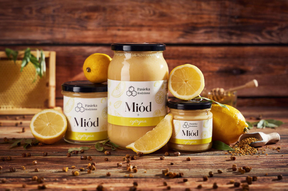 Miód z cytryną, 1150 g - Pasieka Rodzinna
