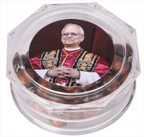 Różaniec z Leonem XIV - ciemno-brązowy, w etui : Dewocjonalia