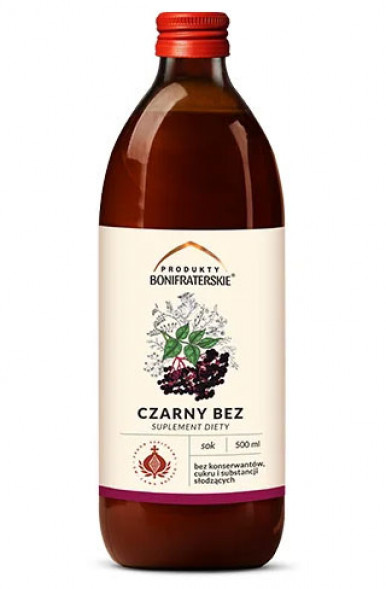 Czarny bez, sok, 500 ml - Produkty Bonifraterskie