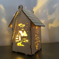 Lampion adwentowy drewniany LED