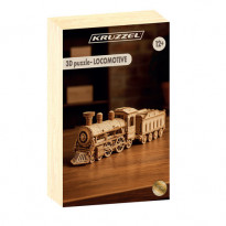 Puzzle drewniane 3D - Lokomotywa parowa z tenderem : Kruzel
