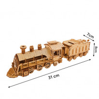 Puzzle drewniane 3D - Lokomotywa parowa z tenderem : Kruzel