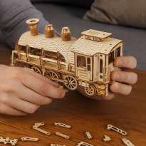 Puzzle drewniane 3D - Lokomotywa parowa z tenderem : Kruzel