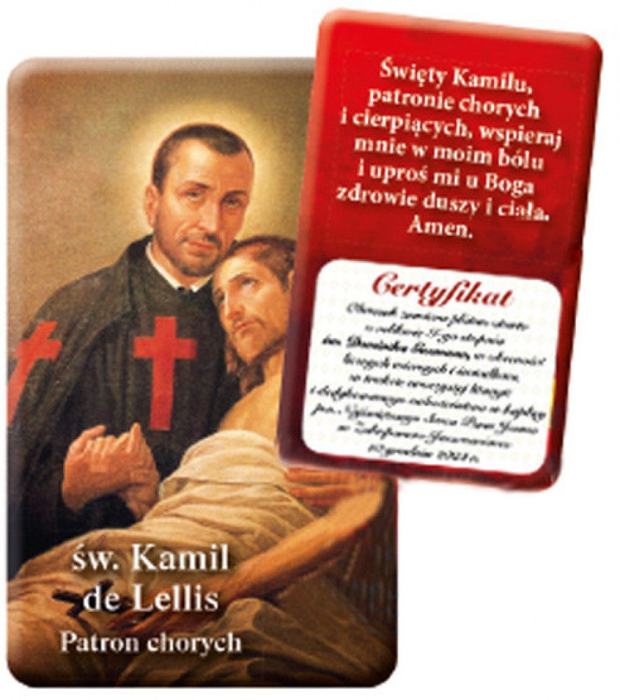 Karta św. Kamil z relikwiami III stopnia : Dewocjonalia