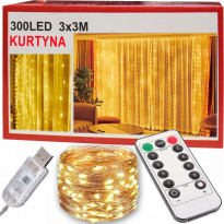 Kurtyna Świetlna 300 LED Girlanda 3x3 m