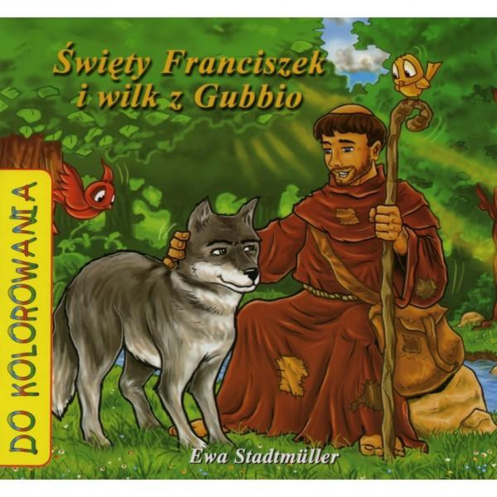 Święty Franciszek i wilk z Gubbio kolorowanka