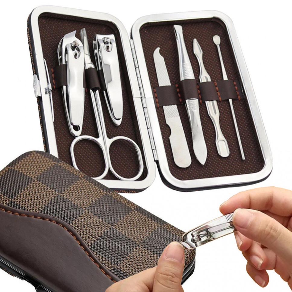 Zestaw do paznokci przybornik manicure pedicure 7 elementów