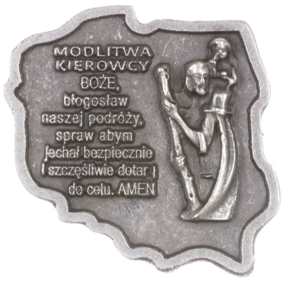 Plakietka Modlitwa kierowcy św. Krzysztofa metalowa