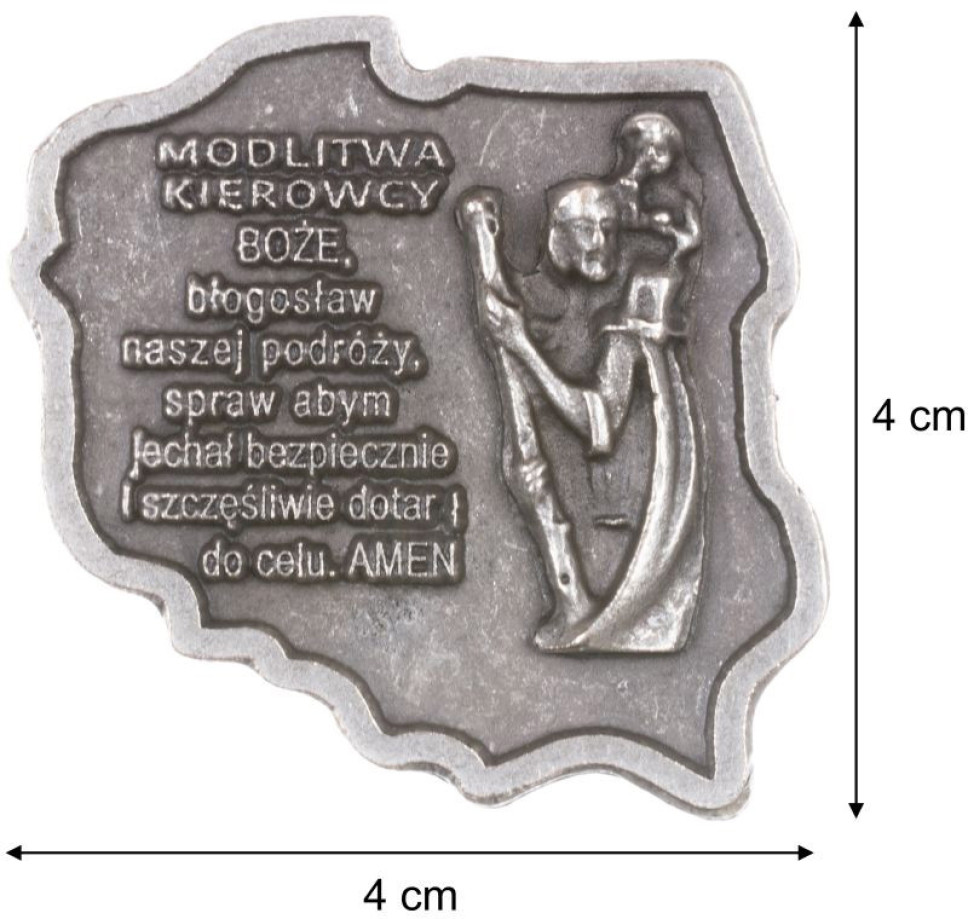Plakietka Modlitwa kierowcy św. Krzysztofa metalowa
