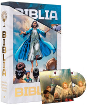 Biblia w komiksie - Pamiątka Pierwszej Komunii Świętej z obwolutą komunijną + film DVD "Największy z cudów"