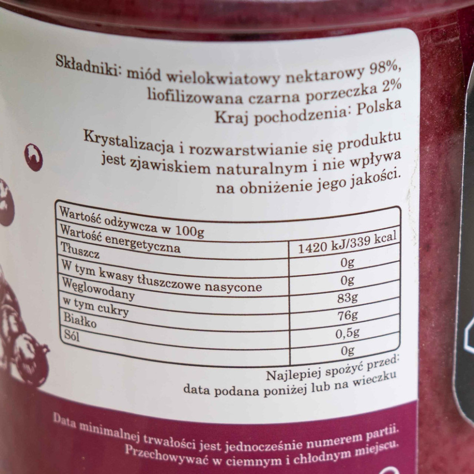 Miód z czarną porzeczką 410g