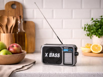 Radio kuchenne przenośne na baterie USB czarne