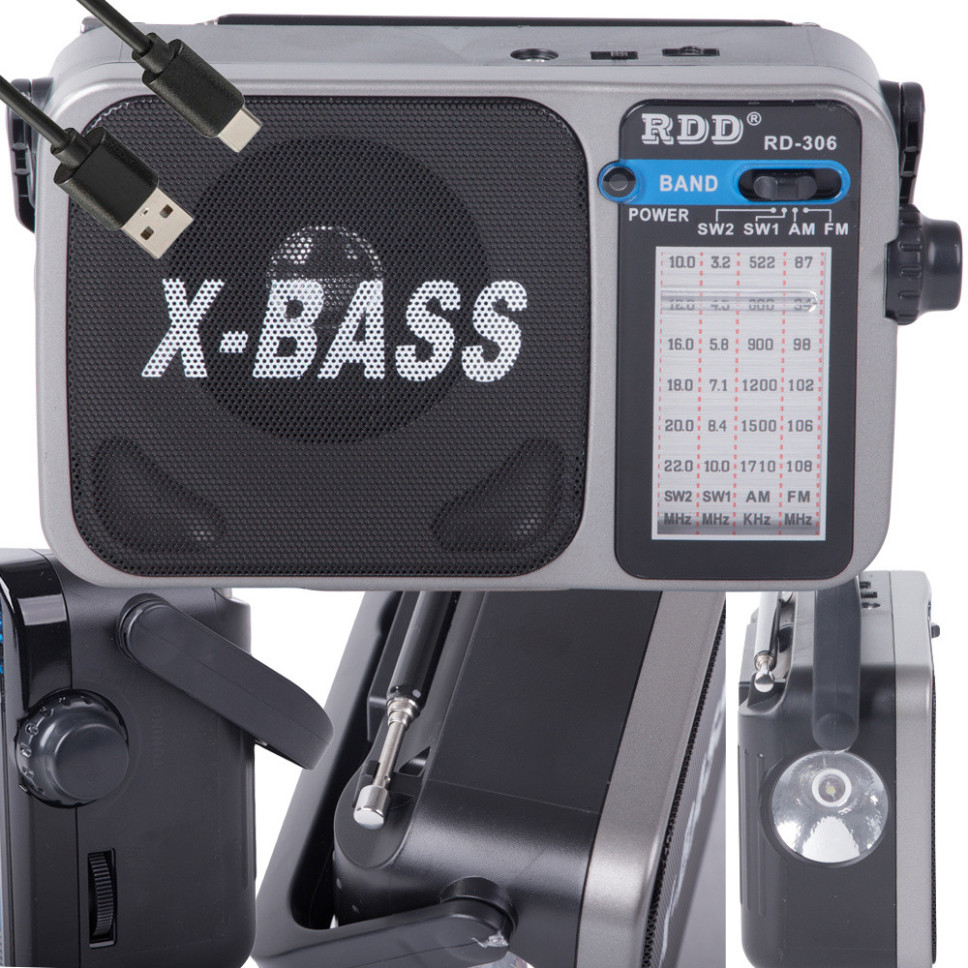 Radio kuchenne przenośne na baterie USB czarne
