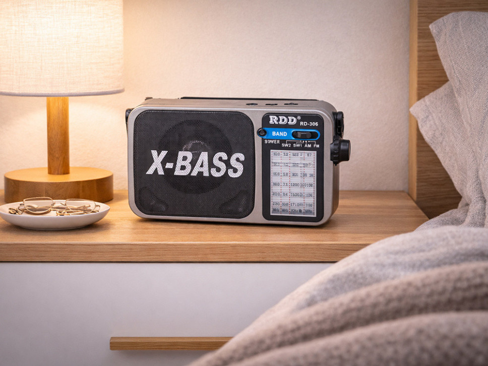 Radio kuchenne przenośne na baterie USB czarne