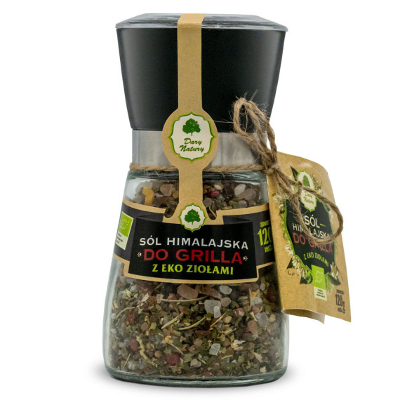 Sól himalajska do grilla z EKO ziołami 120 g z młynkiem