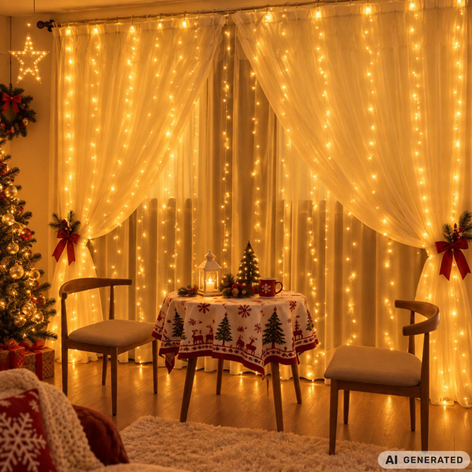 Kurtyna świetlna mikro 300 LED druciki 3x3