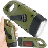 Latarka solarna 3 LED dynamo zielona
