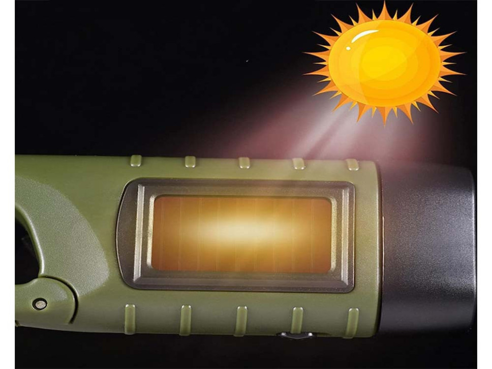 Latarka solarna 3 LED dynamo zielona