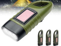 Latarka solarna 3 LED dynamo zielona