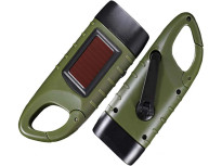 Latarka solarna 3 LED dynamo zielona