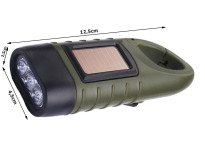 Latarka solarna 3 LED dynamo zielona