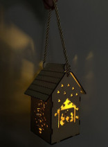Lampion adwentowy drewniany LED