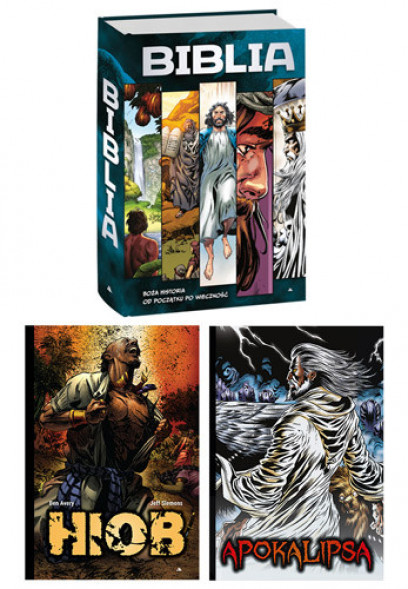 Biblia komiks + Apokalipsa. Komiks + Hiob. Komiks : Komiksy religijne dla dzieci i młodzieży