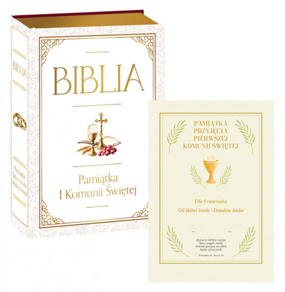 Biblia. Pismo Święte - Pamiątka I Komunii Świętej z dedykacją
