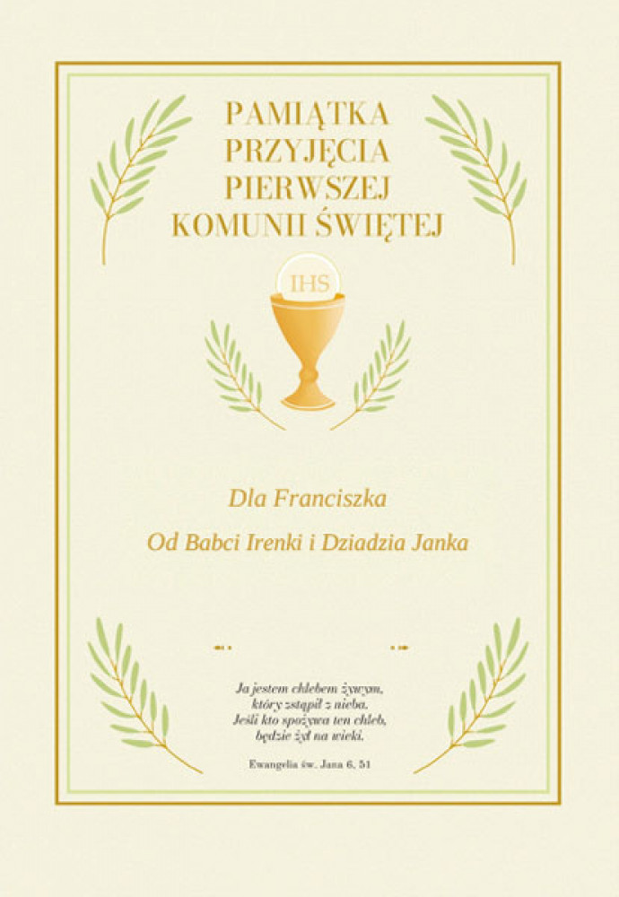 Biblia. Pismo Święte - Pamiątka I Komunii Świętej z dedykacją