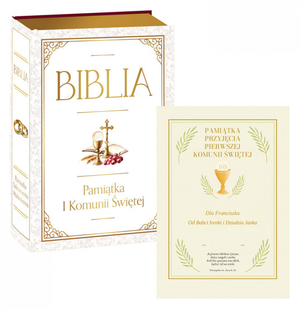 Biblia. Pismo Święte - Pamiątka I Komunii Świętej z dedykacją
