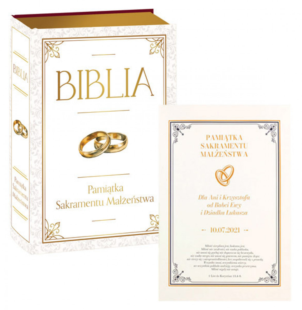 Biblia. Pismo Święte - Pamiątka Sakramentu Małżeństwa - z dedykacją